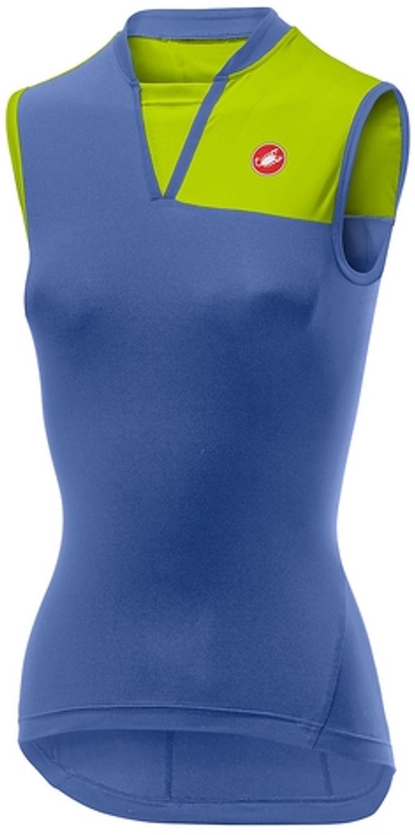 Fietsshirt Castelli Women Protagonista 2 Sleeveless Blue Iris Chartreuse-M