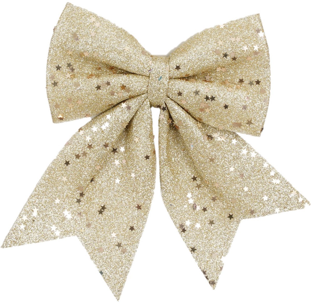 House of Seasons Kerst strik ornament - champagne - 20 x 24 cm - polyester - kerststrik