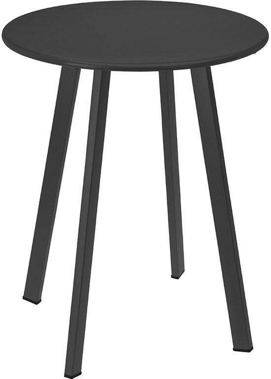 Table d'appoint moderne en métal – Industrielle – D40 cm – Gris foncé mat – Robuste – Compacte – Intérieur Extérieur