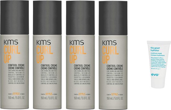 4 x KMS Curl Up Control Creme - 150 ml + Willekeurig Travel Size