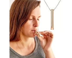 Ademhalingsketting I Kalmerende Ademhaling Ketting I Angst & Ontspanning, Meditatiehulpmiddel I Ademhalingstrainer I Hyperventilatie Hulpmiddel I RVS I Goud