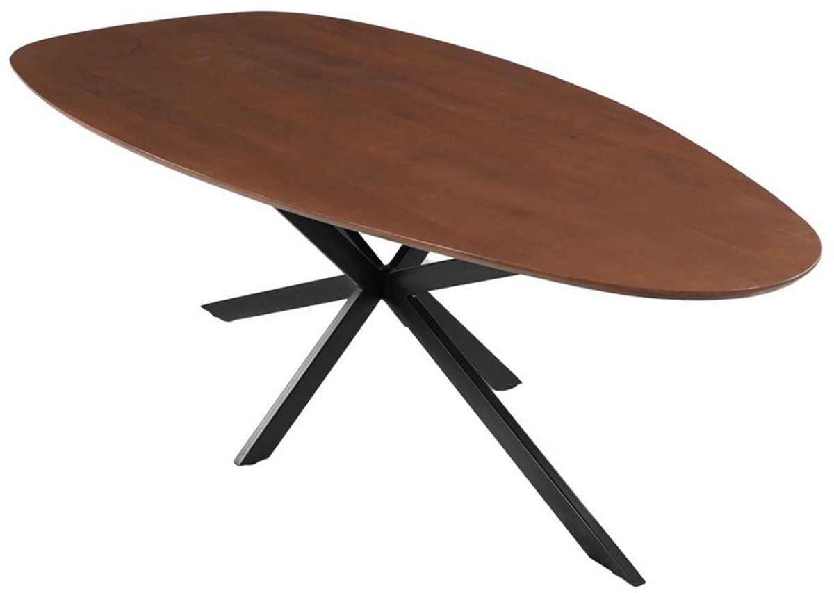 Mangohouten Eettafel Organisch Laura 260x120 cm Walnoot Mahom Industrieel - Dinertafel van Mangohout & Metaal - Industriële Eettafel