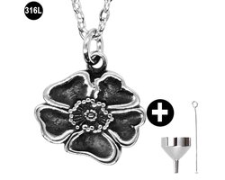 Kuci Muci®- Ashanger - Ashouder - Bloem -Klavertje - incl Verstelbare Ketting 46 tm 52cm en vulsetje - Asketting - As sieraad - 316L Edelstaal