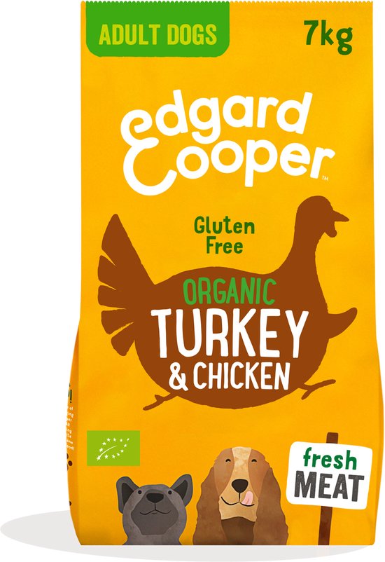 Edgard & Cooper Bio Organic Turkey Adult Kalkoen&Kip&Wortel - Hondenvoer - 7 kg Biologisch