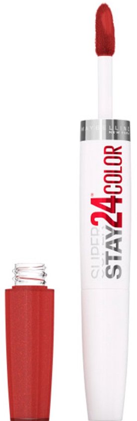 Maybelline SuperStay 24H lipstick in bronzed dream met rode applicator.