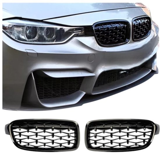 Grilles de calandre adaptées à BMW Série 3 F30-F31 Diamond Grill Gloss black 2011-2019