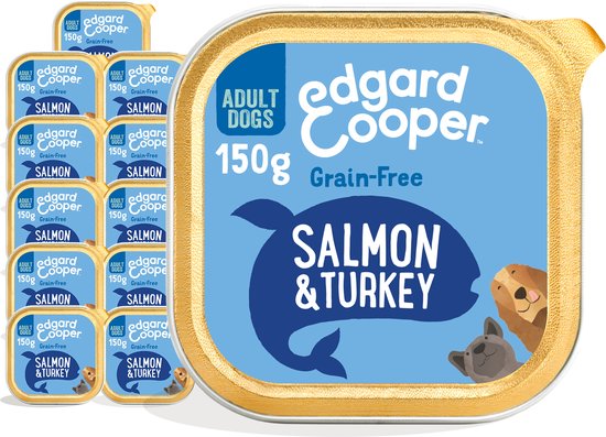Edgard & Cooper Kuipje Honden Natvoer Hondenvoer Zalm - Kalkoen - 11 x 150 gr - Voordeelverpakking