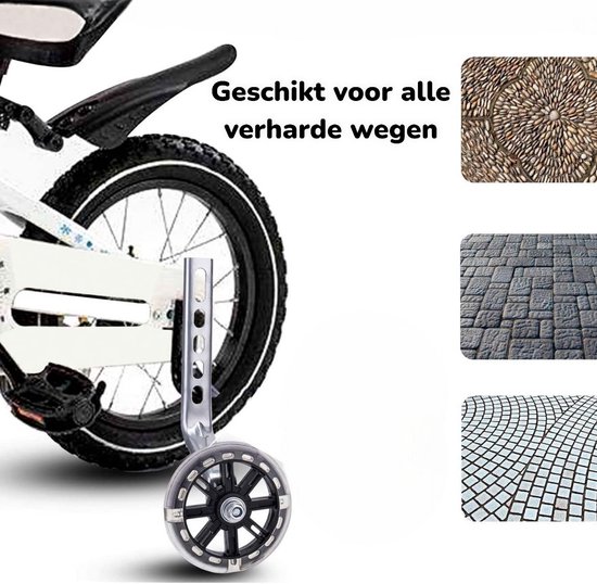 Dutchers.® Zijwieltjes Kinderfiets - Glow in the dark - Trainingswielen - 12, 14, 16, 18, 20 inch - Steunwielen - incl. Gereedschap & Fietsbel van Dutchers® — afbeelding 3