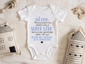 Barboteuse Bébé Hospitrix avec texte « Salut papa... » Blauw | Manche courte | Cadeau de Grossesse | Annonce | Annonce | Cadeau pour papa | Fête des pères