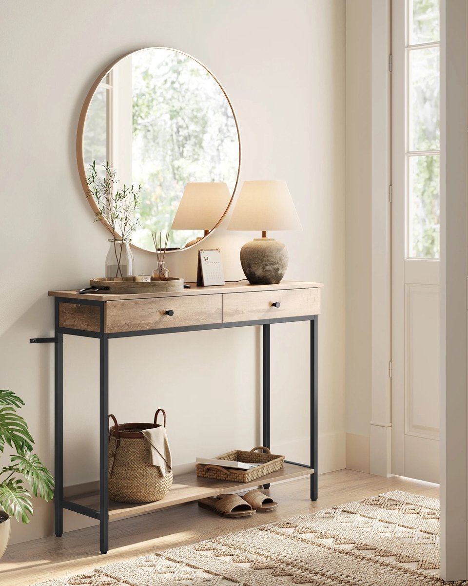 Vasagle Bijzettafel - Bijzettafels - Bijzettafeltjes Woonkamer - Bijzettafel Bank - Smalle Consoletafel - Entree Tafel - Tafel - Tafeltje - Side Table - Sidetable Donker Kaki