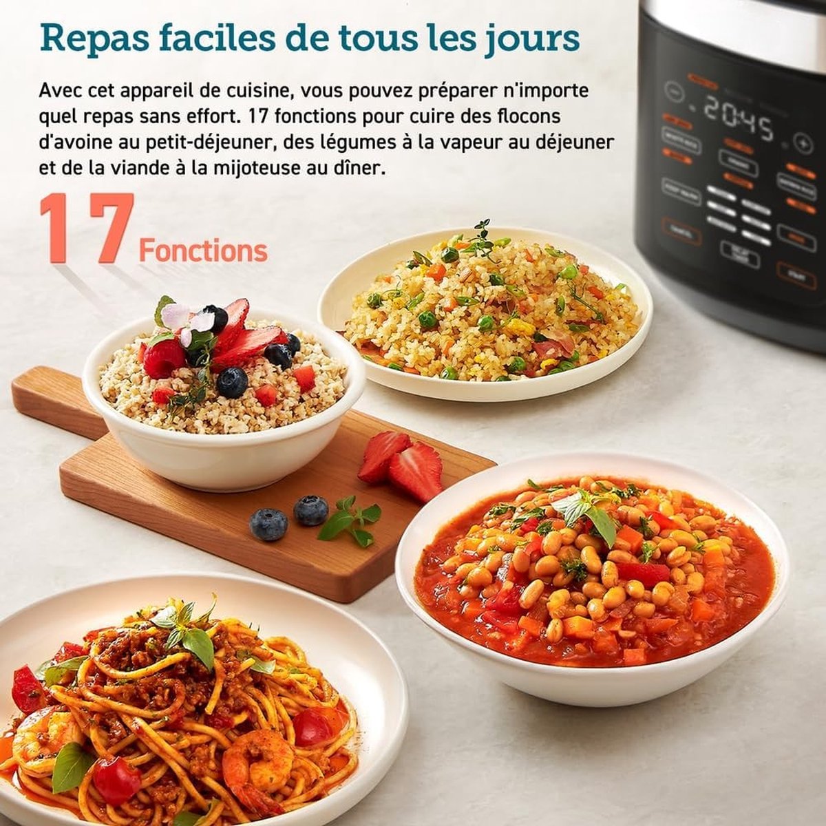 Afbeelding 2 van Slowcooker met Timer - Programmeerbare slowcooker - Elektrische slowcooker - Digitale slowcooker - Binnenpan - Eten