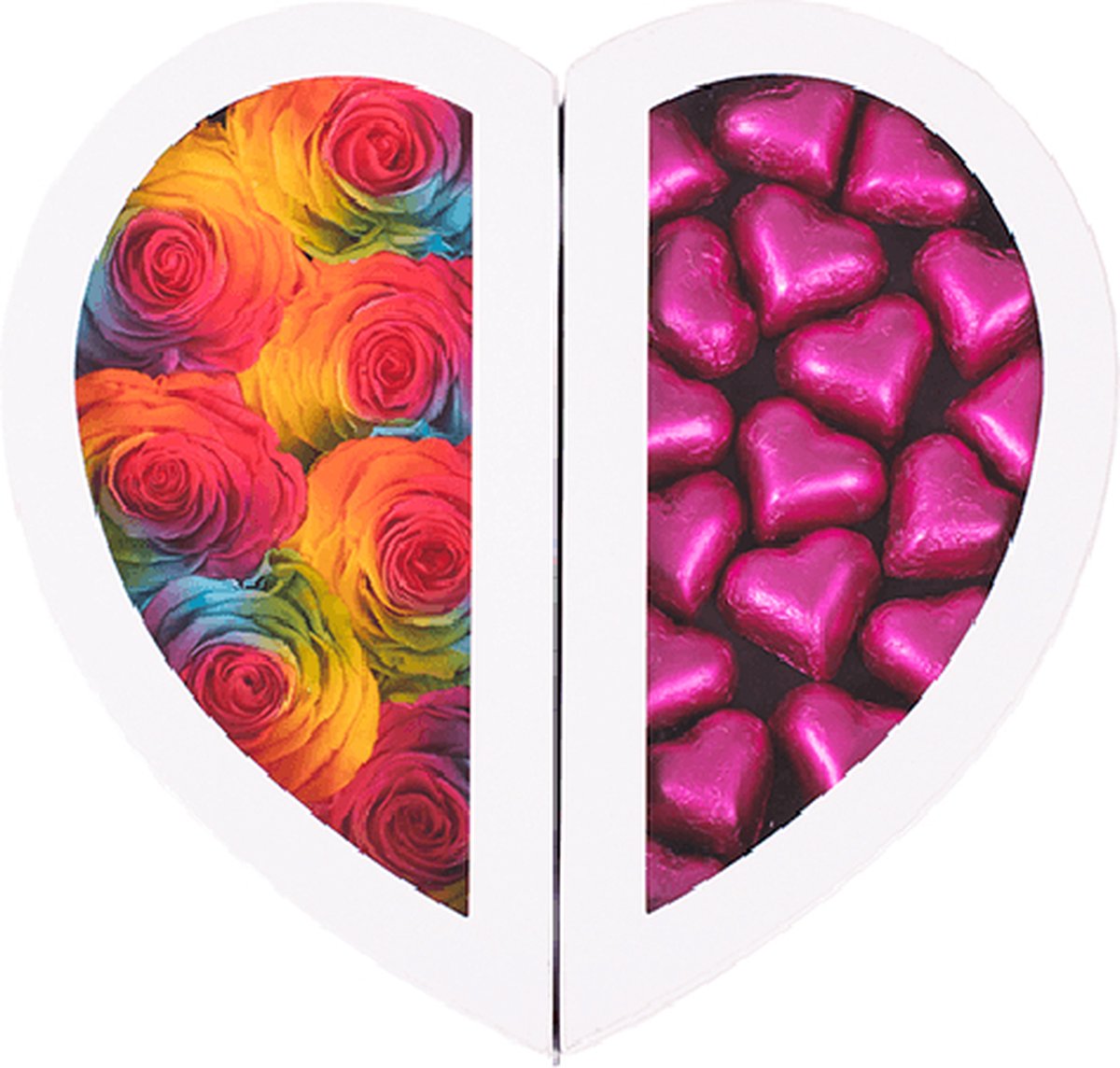 Chocolade Box Lana Regenboog – Rosuz - Luxe Cadeau voor Haar met Regenboog Rozen en Fijne Atelierchocolade - Perfect voor Valentijnsdag - Romantisch Geschenk voor Haar