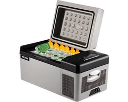 Vevor - Minikoelkast - Minikoelkast voor drankjes - Minikoelkast voor in de auto - Draagbare compressorkoeler - Koelbox voor op de camping - 20L - 12/24V DC - 110-240V - 45W - Grijs