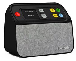 BBrain Muziekspeler - Hulpmiddelen voor ouderen met dementie - Eenvoudige DAB+ Senioren radio - Dementie radio - Zelfstandig te bieden met één knop - Zwart