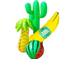 Boland Opblaasbare fruit mix - 1x banaan 71 cm en 1x Watermeloen 35 cm - deco opblaasartikelen