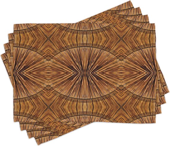 Set de 4 sets de table à manger en tissu lavable avec dos antidérapant New tribal oriental psychédélique en bois