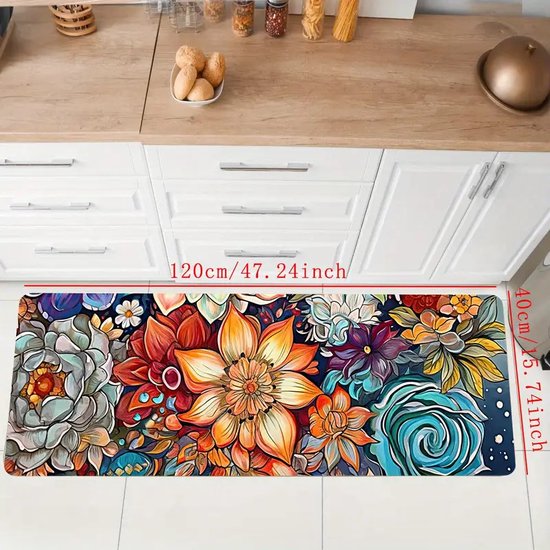 Tapijtloper voor gang, antislip, wasbaar, keukenloper, tapijtmatten, 3D, vintage halmatten, 50 x 500 cm, vuilvangmat, per meter, slaapkamer, woonkamer, eetkamer, keukentapijt