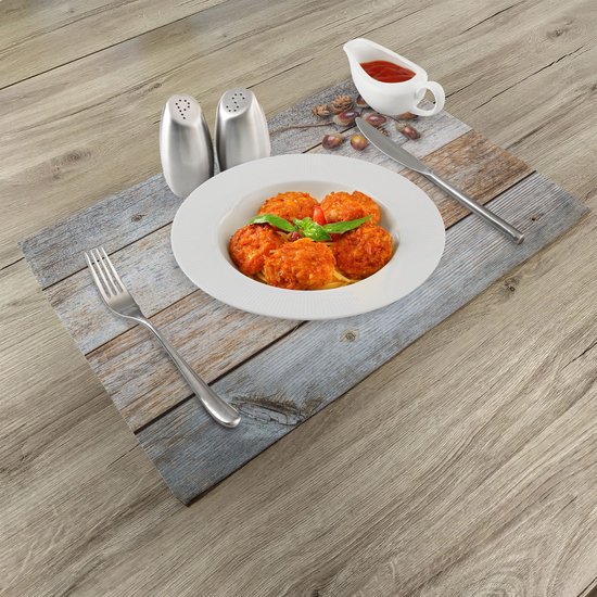 Set de 4 sets de table pour table à manger, tissu lavable avec dos antidérapant, motif photo rustique de glands