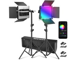 Neewer 660 PRO II fotostudio videostudio lichtset 2x50W RGB LED