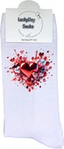Hartjes - Opkikker - Grappige sokken - Valentijns cadeau - Verjaardagscadeau - Sint cadeau - Leuke sokken - Liefde - Vrolijke sokken - Cadeautje - Grappig cadeau - Kerst Sokken - Vaderdag - Moederdag - Leuk cadeautje - Sokken maken Happy - Maat 37-44