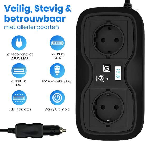5000W Solor Voiture Onduleur 4 USB Chargeur DC 12V à AC 220V