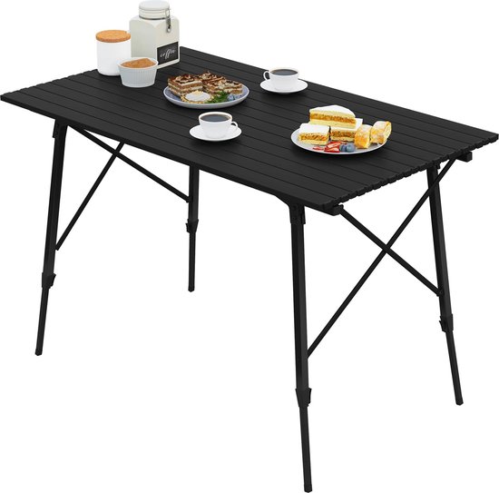 Opklapbare Tafel - Opvouwbare Tafel - Opklapbare Tafel Rechthoekig - Tafels - Kampeertafel - Kampeertafel Opvouwbaar - 120x68.5cm - 4-6 Personen - Aluminium - Verstelbare Hoogte - Zilver — afbeelding 2