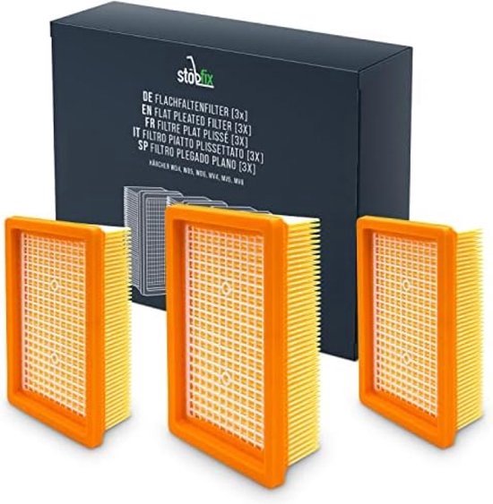 Kärcher Filter stofzuiger [set van 3] plat vouwfilter geschikt voor WD4, WD5, WD6 / MV4, MV5, MV6 - stofzuigerfilter