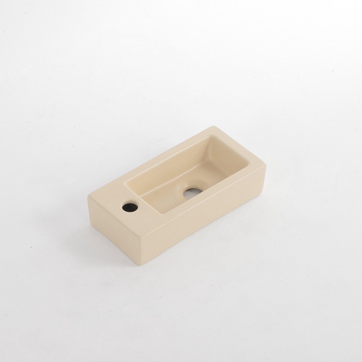 QeramiQ Dely Fontein - 38x18.5x9cm - keramiek - kraangat links - Mat Beige