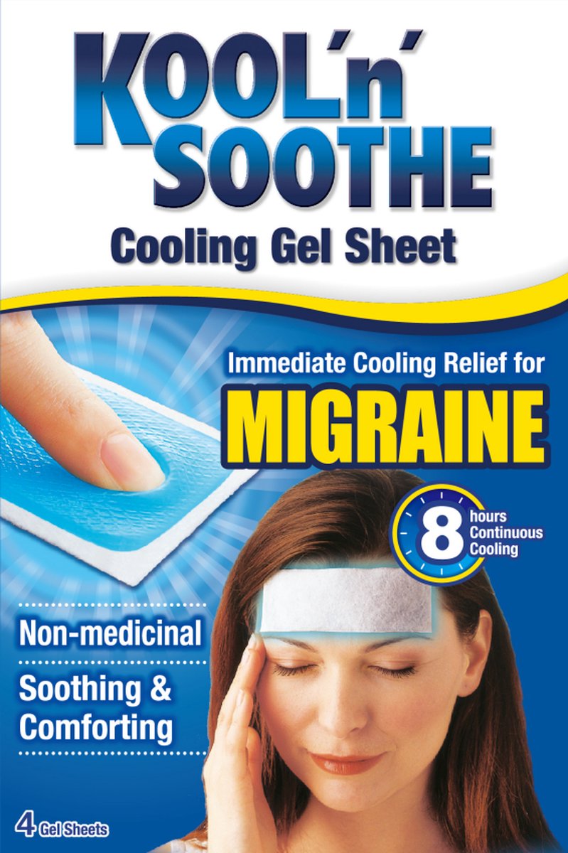 Goedkoopste Kool'n'Soothe Cooling Gel sheets - Gel pleisters - Directe verlichting en verkoeling bij migraine en zware hoofdpijn - 4 stuks