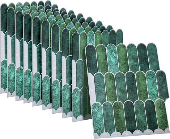 Carrelage adhésif Dekorix - Set de 10 carreaux autocollants - Stickers carrelage - Cuisine - Salle de bain - 25,5*25,4cm - Vert