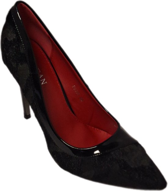LICEAN-PUMPS-BLACK-10CM HEEL-HAIRY SUEDELOOK-SIZE39