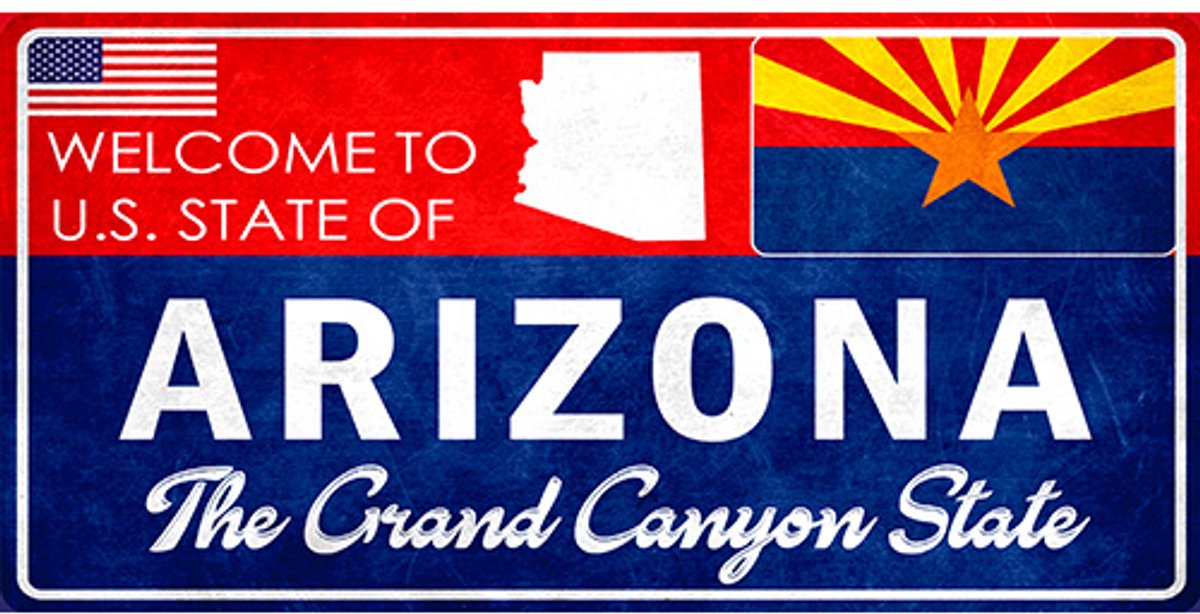 Signs-USA Souvenir Kentekenplaat - metaal - Arizona - 15 x 30 cm Blauw