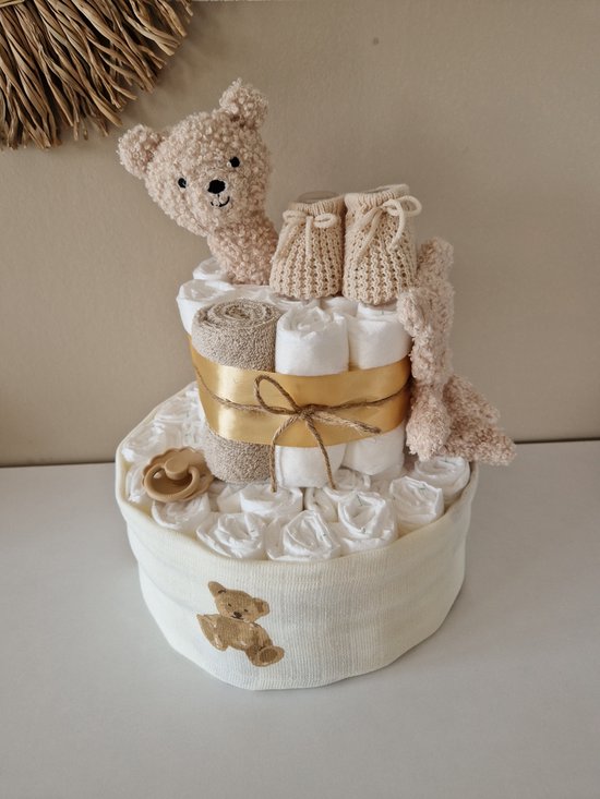 Luiertaart Teddy Bear Jollein Naturel, neutraal - babyshower - kraamcadeau van Jollein — afbeelding 2