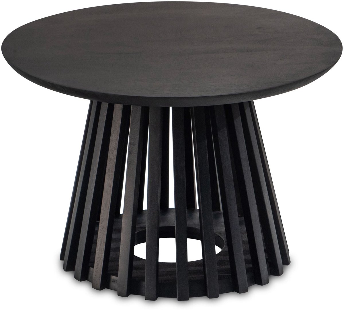 Handgemaakte Salontafel Rond Zwat Hout Modern - 60 cm x 60 cm x 41 cm - Tafeltje Rond Klein - Bijzettafel Rond Hout - Koffietafel - Decoratie Tafel - Decoratie Salontafel - Salon Tafel Industrieel - Ronde Poot