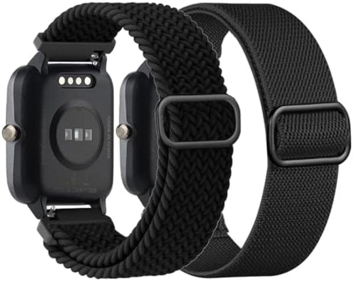 Gevlochten rekbare nylon horlogebanden compatibel met Veryfitpro ID205L, 19 mm lus elastische stoffen bandjes voor Willful YAMAY SW020 SW021 SW023 SW025 ID205L ID205S ID205U, Fitpolo ID205L