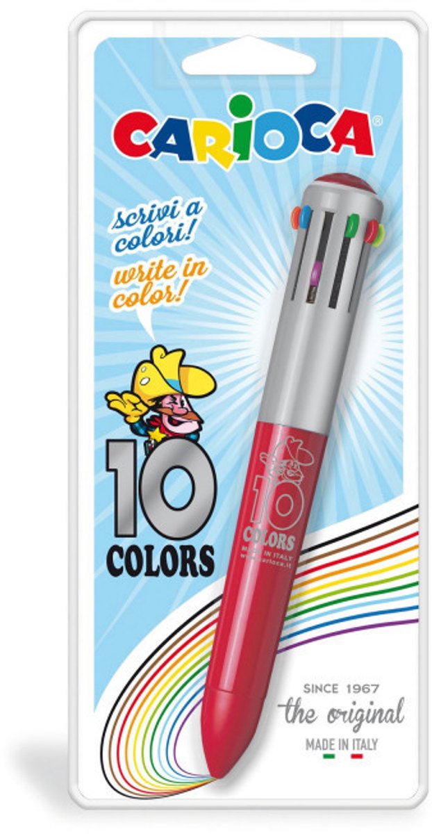 Carioca 41501 balpen Zwart, Blauw, Groen, Oranje, Roze, Rood, Violet, Geel Multifunctionele balpen 1 stuk(s) Meerkleurig