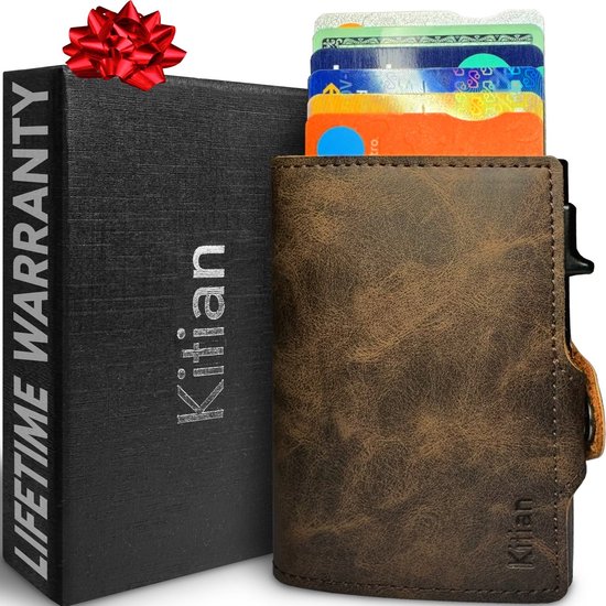 Porte-cartes extensible en cuir Premium Kitian - Porte-cartes RFID pour hommes et femmes - Porte-cartes - Porte-cartes - Porte-cartes de crédit - Porte-cartes de crédit - Portefeuille
