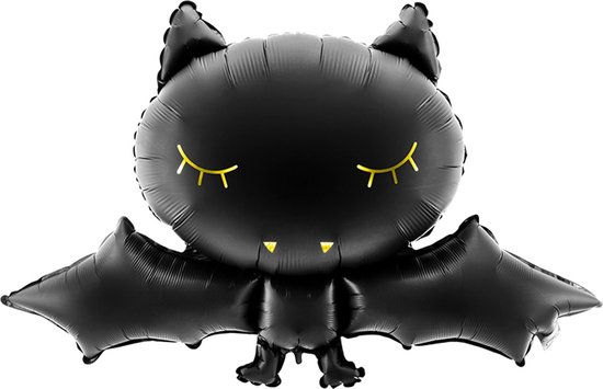PARTYDECO - Aluminium zwarte vleermuis ballon - Decoratie > Ballonnen