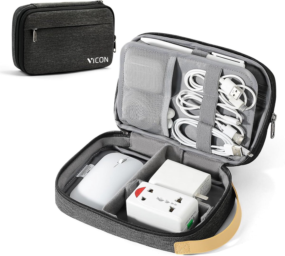 Vicon Kabel Organiser met Draaghendel - Waterafstotend - Kabeltas - Kabel opbergbox - Organizer Tas voor Elektronica en Accessoires