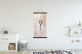 Posterhanger incl. Poster 90x180 cm - Schoolplaat - Lepel - Verf - Zilver - Textielposter - Zwarte latten