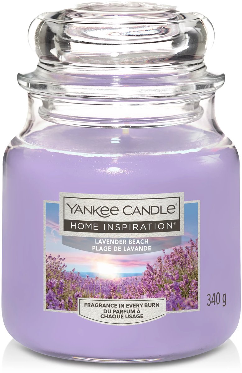 Yankee Candle Home Inspiration - Lavender Beach Medium Geurkaars - 75 branduren Paars