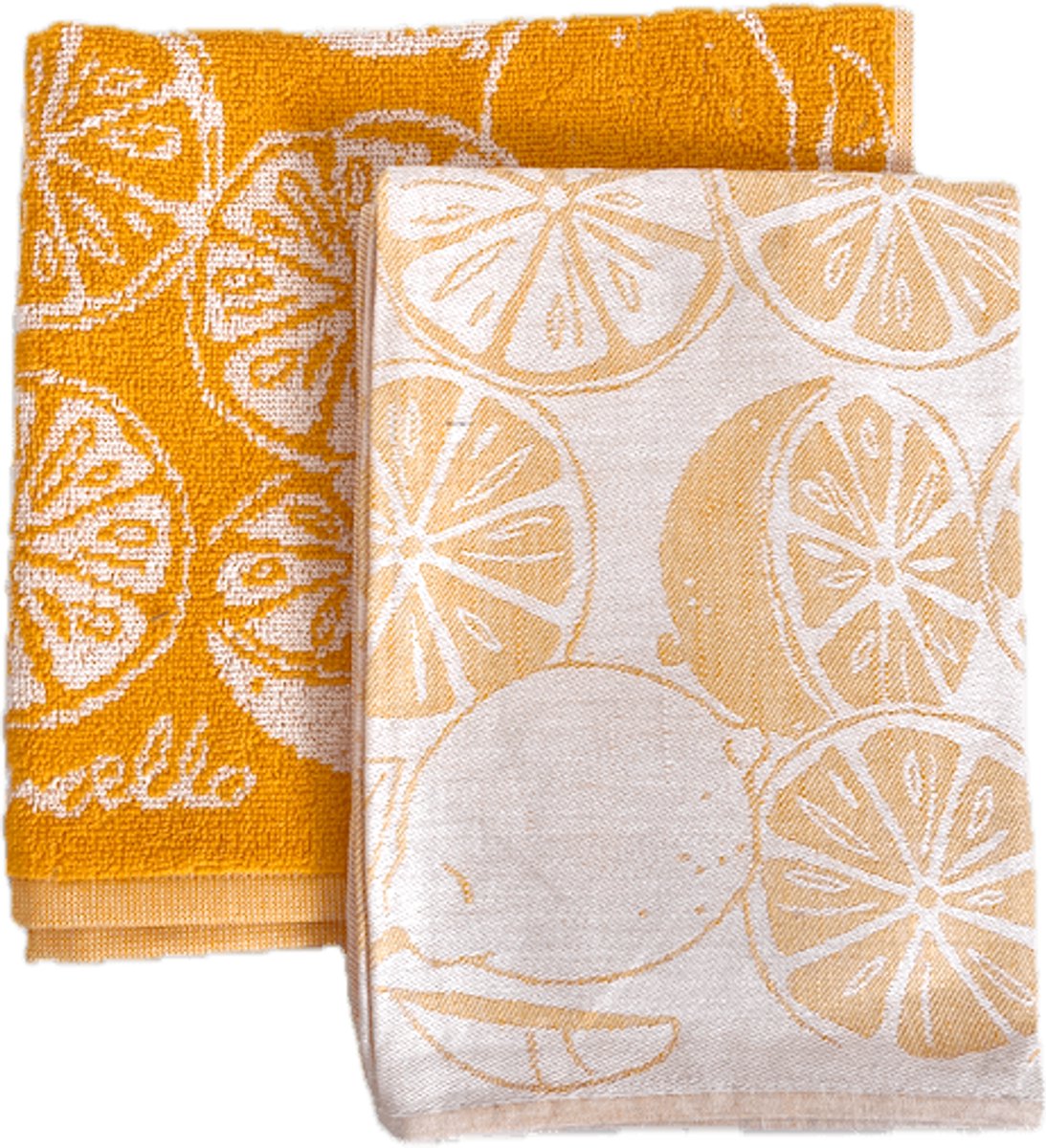 Kracht limoncello - theedoek en keukendoek set - geel - limoenen