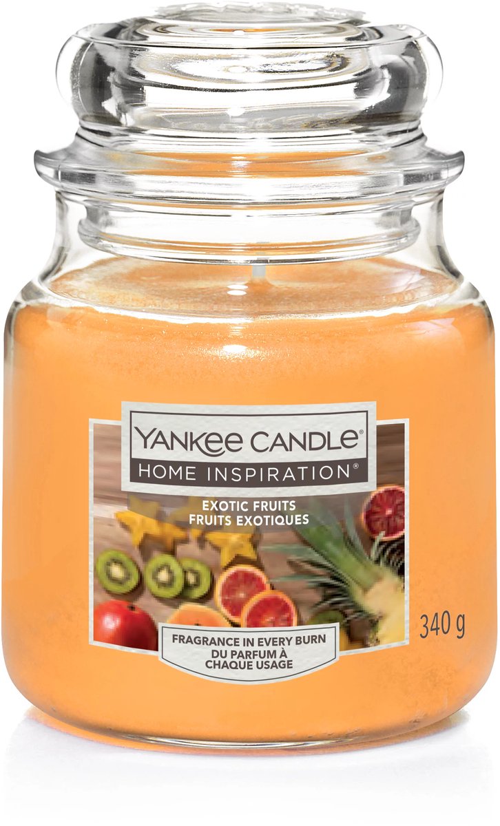 Yankee Candle Home Inspiration - Exotic Fruits Medium Geurkaars - 75 branduren Geel
