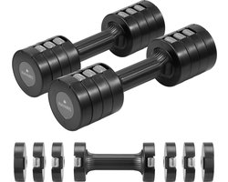 Navaris 12-delige verstelbare dumbbells - Mogelijk gewicht van 1 tot 2,5 kilo per dumbbell - Fitness gewichten - Verstelbare dumbells - Halters set