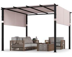 COSTWAY Pergola met 2 verstelbare daken, paviljoen, waterdicht, stabiel, winterbestendig, tuinpaviljoen met robuuste metalen zuilen voor terras, tuin, dek (grijs)