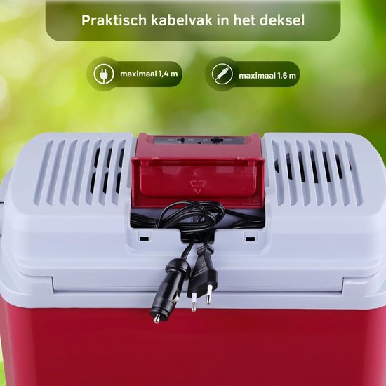 Elektrische Koelbox - 20 Liter Koelbox Elektrisch 12V 230 Volt - Koelbox Auto - Coolbox Met Verwarmingsfunctie en Lichtgewicht - Koelt & Verwarmt - Mini Koelkast - Rood van Merkloos — afbeelding 2