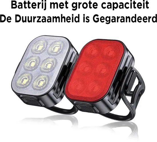 VividGear USB oplaadbare fietsverlichting - LED fietslamp set - IPX65 — afbeelding 2