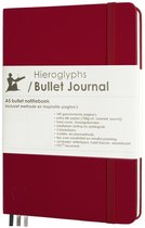 Hieroglyphs Bullet Journal - Carnet A5 Pointillé - Bulletjournal Notebook Dotted - Papier 100 grammes - Cahier à pois avec manuel et inspiration Néerlandais - Carnet de note à couverture rigide - Rouge écarlate