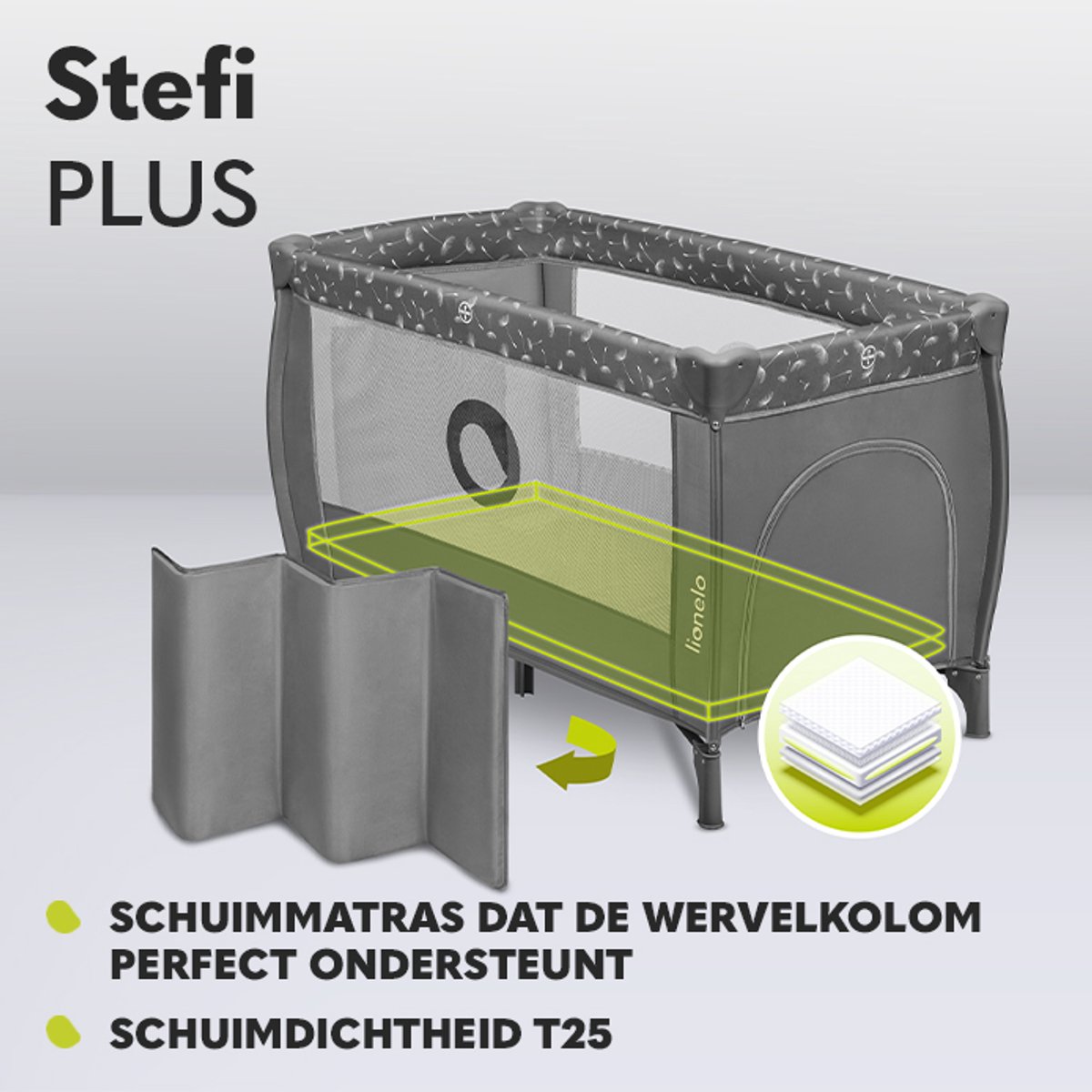 Lionelo Stefi Plus Campingbedje 4-in-1 met Matras 60x120 thumbnail 5
