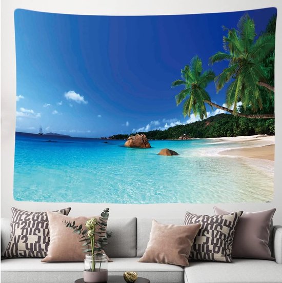 Ulticool Beach Nature Sea Island - Tapisserie - 200x150 cm - Groot tapisserie - Affiche